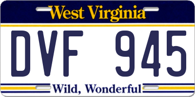 WV license plate DVF945
