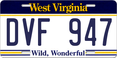 WV license plate DVF947