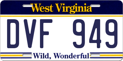 WV license plate DVF949