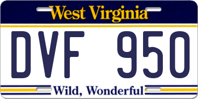 WV license plate DVF950