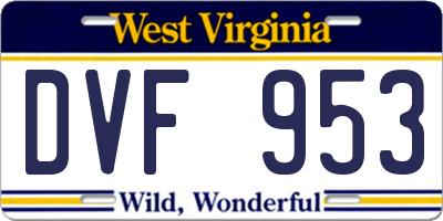 WV license plate DVF953