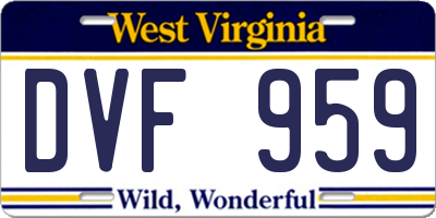 WV license plate DVF959