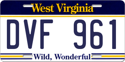 WV license plate DVF961