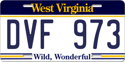 WV license plate DVF973