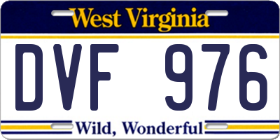 WV license plate DVF976