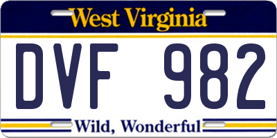 WV license plate DVF982