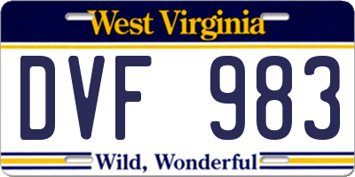 WV license plate DVF983