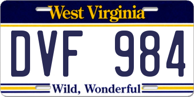 WV license plate DVF984