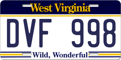 WV license plate DVF998