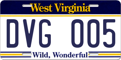 WV license plate DVG005