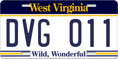 WV license plate DVG011