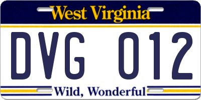 WV license plate DVG012