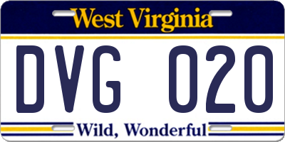 WV license plate DVG020