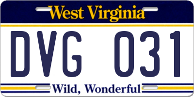 WV license plate DVG031