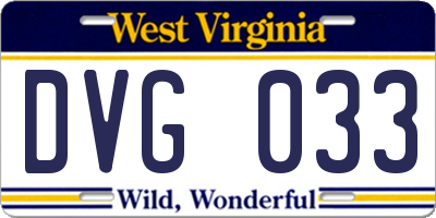 WV license plate DVG033