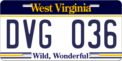 WV license plate DVG036