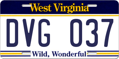 WV license plate DVG037