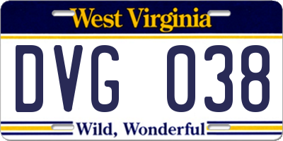 WV license plate DVG038