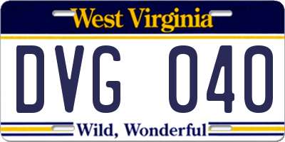 WV license plate DVG040