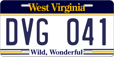 WV license plate DVG041