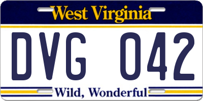 WV license plate DVG042
