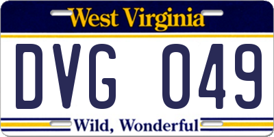 WV license plate DVG049