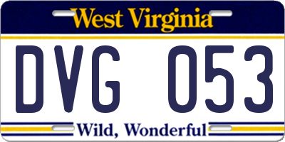 WV license plate DVG053