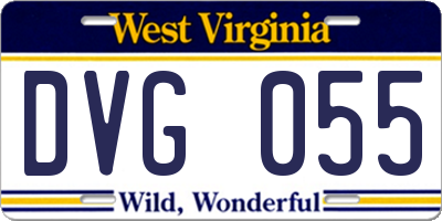 WV license plate DVG055
