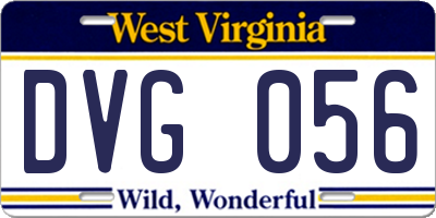 WV license plate DVG056