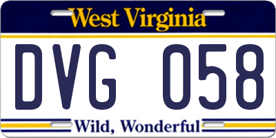 WV license plate DVG058