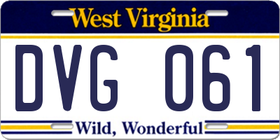 WV license plate DVG061