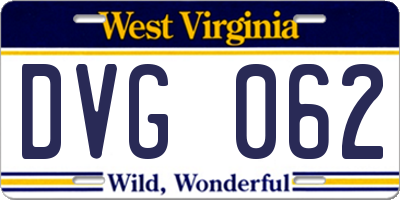 WV license plate DVG062