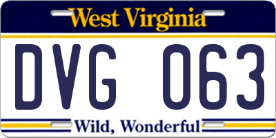 WV license plate DVG063