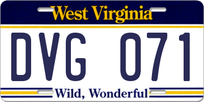 WV license plate DVG071