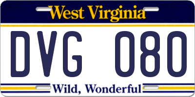 WV license plate DVG080