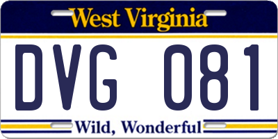 WV license plate DVG081