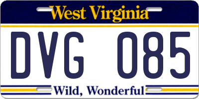 WV license plate DVG085