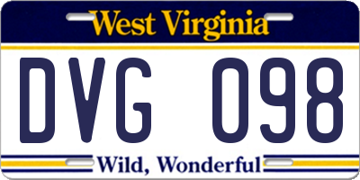 WV license plate DVG098