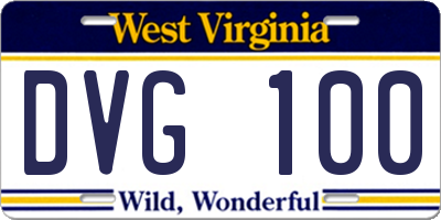 WV license plate DVG100