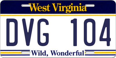 WV license plate DVG104