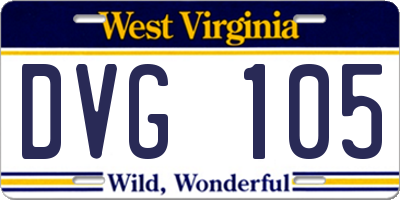 WV license plate DVG105