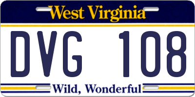 WV license plate DVG108
