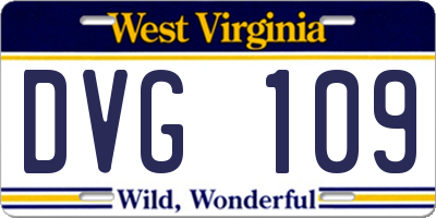 WV license plate DVG109