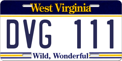WV license plate DVG111