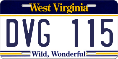 WV license plate DVG115