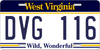 WV license plate DVG116