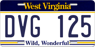 WV license plate DVG125