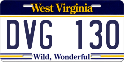 WV license plate DVG130