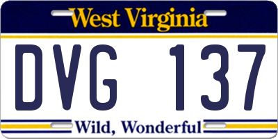 WV license plate DVG137