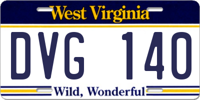 WV license plate DVG140